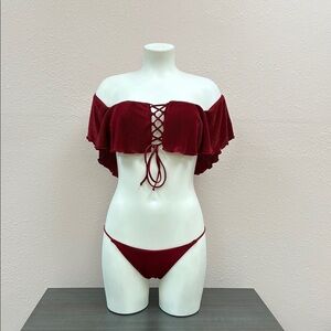 Blue Life Burgundy Off-Shoulder Bikini